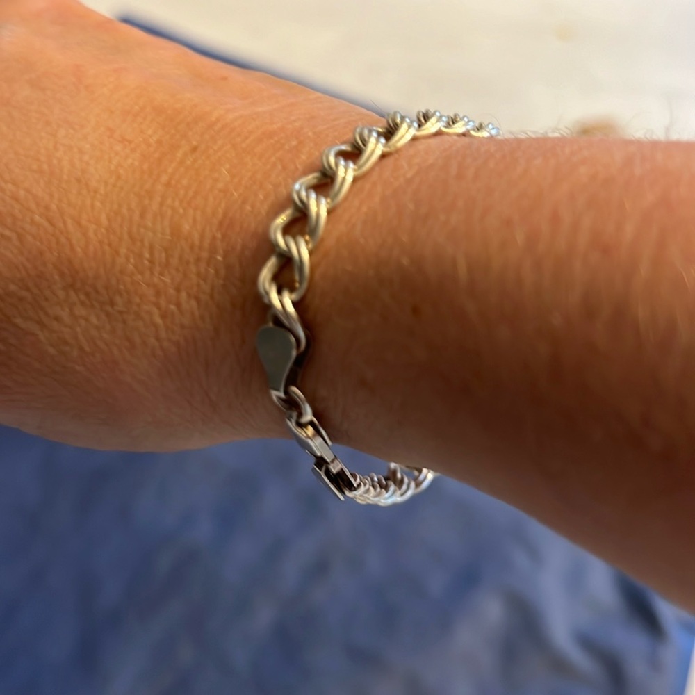 Made in Italy sterling silver double link charm bracelet